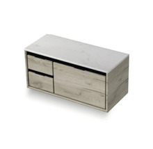 Skrinka pod umývadlo s dvomi zásuvkami a odkladacou plochou vo vzhľade dreva