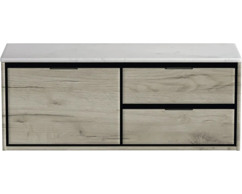 Skrinka pod umývadlo s jednou zásuvkou a dvoma zásuvkami