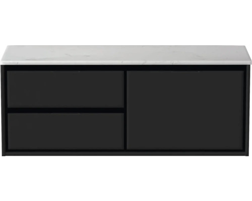 Kúpeľňová skrinka pod umývadlo Sanox Loft čierna matná 121 x 47 x 46 cm Skrinka pod umývadlo so zásuvkami a policou
