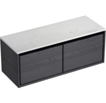 Skrinka pod umývadlo s dvomi zásuvkami a bielou umývadlovou doskou