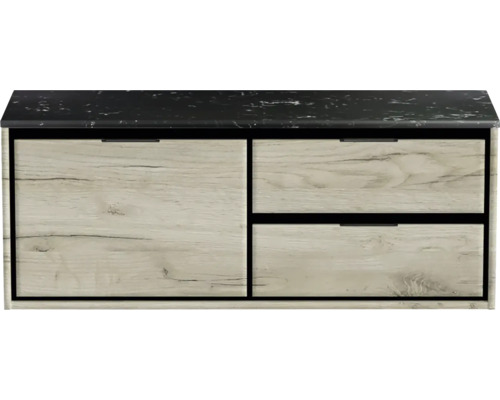 Skrinka pod umývadlo so zásuvkami a kamennou doskou