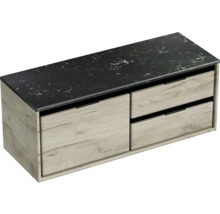 Skrinka pod umývadlo so štyrmi zásuvkami a tmavou doskou