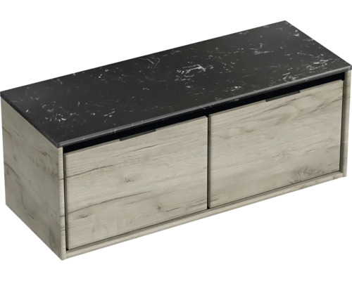 Skrinka pod umývadlo s dvoma zásuvkami a kamennou doskou