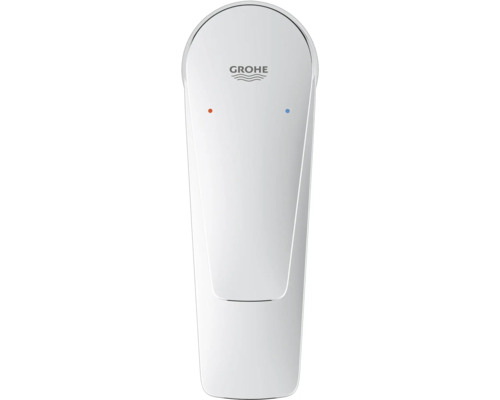 Logo Grohe na vodovodnej batérii s označením studenej a teplej vody