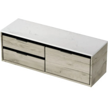 Skrinka pod umývadlo s dvoma zásuvkami a odkladacou plochou s mramorovým vzhľadom