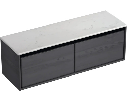 Skrinka pod umývadlo s dvomi zásuvkami a mramorovou doskou