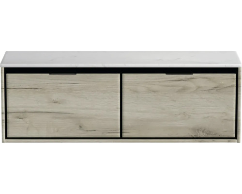 Skrinka pod umývadlo s dvoma zásuvkami a mramorovou doskou