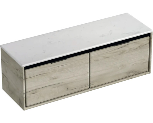Skrinka pod umývadlo s dvomi zásuvkami a mramorovou doskou