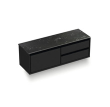Čierna skrinka pod umývadlo so zásuvkami a odkladacou plochou