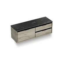 Skrinka pod umývadlo so zásuvkami a tmavou umývadlovou doskou