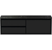 Čierna skrinka pod umývadlo s dvomi zásuvkami a jednými dverami