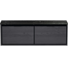 Skrinka pod umývadlo s dvomi zásuvkami a tmavým povrchom