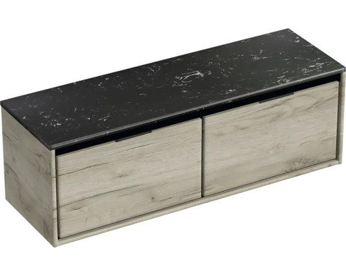 Skrinka pod umývadlo s dvomi zásuvkami a čiernym krytom