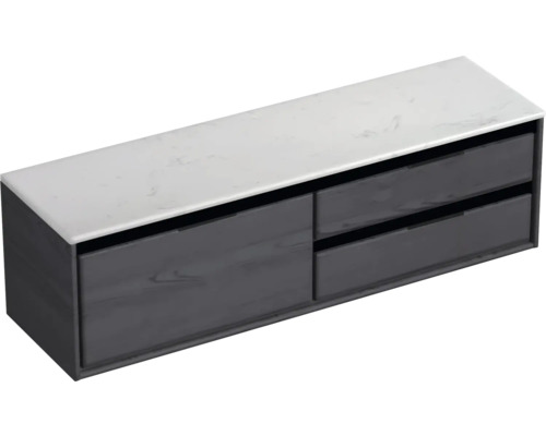 Skrinka pod umývadlo s dvomi zásuvkami a kamennou doskou