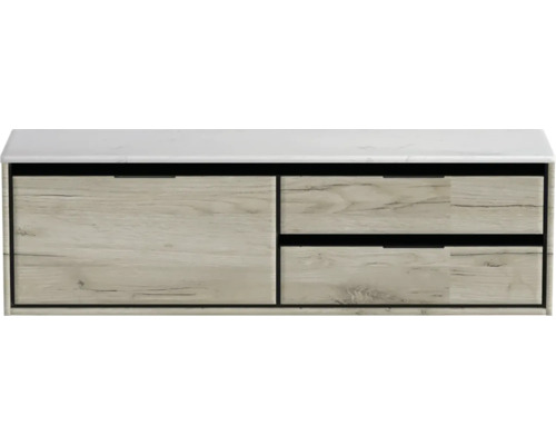 Skrinka pod umývadlo so zásuvkami a mramorovou doskou