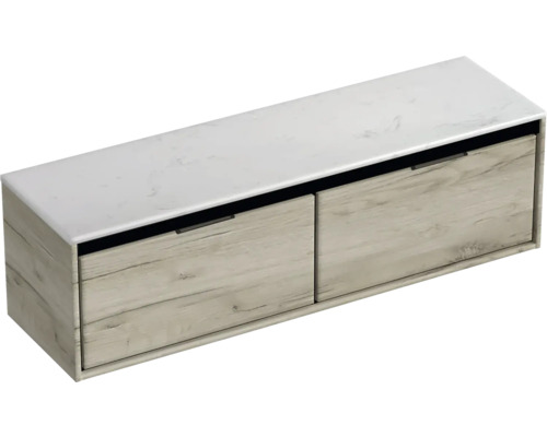 Skrinka pod umývadlo s dvomi zásuvkami a mramorovou doskou