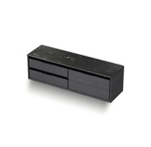 Čierna závesná skrinka so zásuvkami a odkladacou plochou