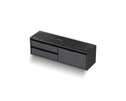 Čierna závesná skrinka so zásuvkami a odkladacou plochou