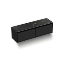 Čierna závesná spodná skrinka s dvomi zásuvkami a mramorovou doskou