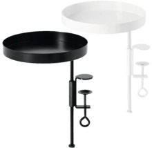 Dva príručné stolíky so stolovou svorkou, čierny a biely