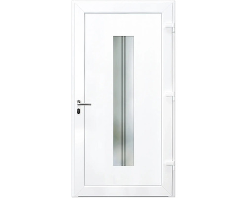 Biele vchodové dvere so sklenenou výplňou