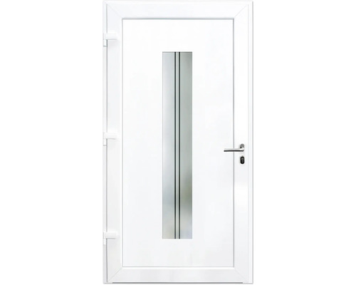 Biele vchodové dvere so sklenenou výplňou