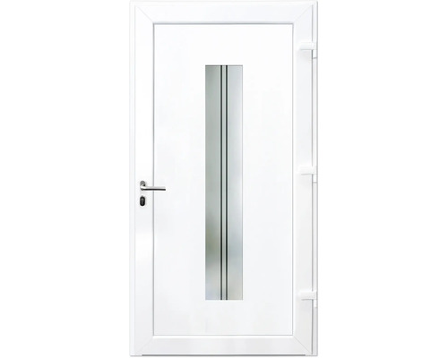 Biele vchodové dvere so sklenenou výplňou