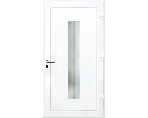Biele vchodové dvere so sklenenou výplňou
