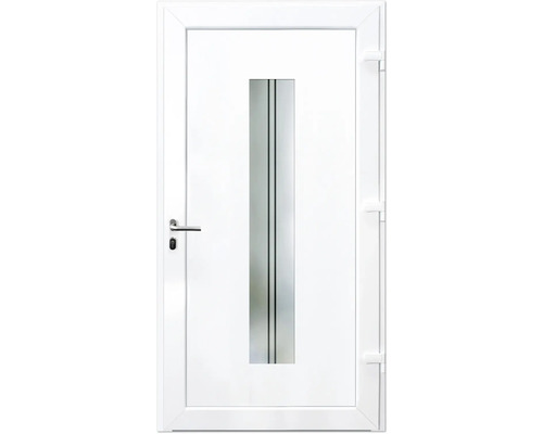 Biele vchodové dvere so sklenenou výplňou