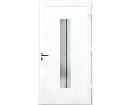 Biele vchodové dvere so sklenenou výplňou