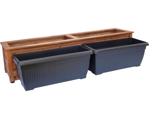 Drevený kvetináč s dvoma plastovými vložkami