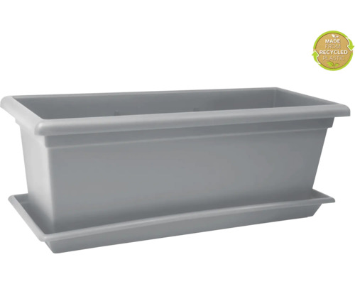 Obdĺžnikový kvetináč s podložkou z recyklovaného plastu