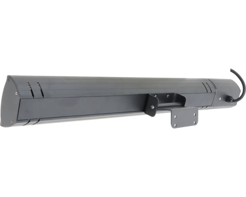 Sivý ohrievač s držiakom na montáž na stenu