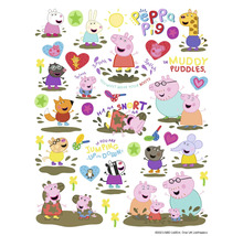 Obrázok postavičiek Peppa Pig v blatistých mlákach.