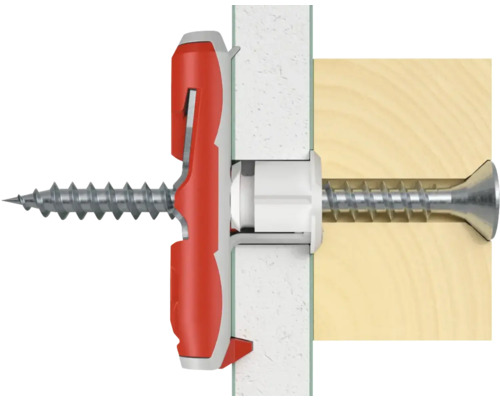 Upevňovací prvok so skrutkou v stene a dreve