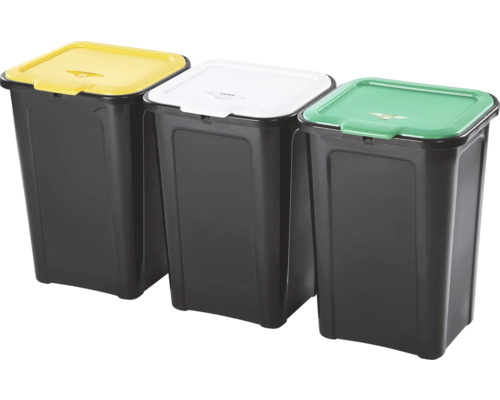 Odpadkový kôš Tontarelli na triedený odpad s odklápacím vekom, 3 boxy, 44 l, čierny, 8104122AX5