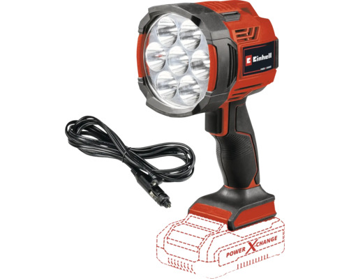 Aku svietidlo Einhell TE-CL 18/2500 LiAC - Solo 18 V, bez aku a nabíjačky, 4514145 Logo spoločnosti Einhell. Akumulátorové ručné svietidlo s káblom pre zapaľovač cigariet