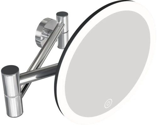 Okrúhle LED kozmetické zrkadlo na montáž na stenu s otočným ramenom