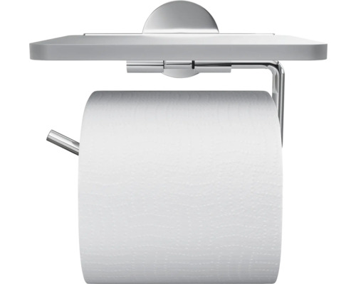 Držiak toaletného papiera s poličkou do kúpeľne