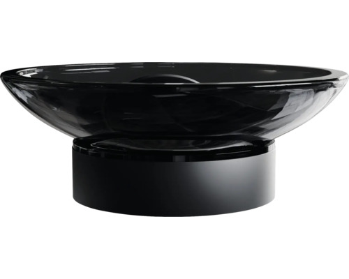 Čierne umývadlo na dosku s podstavcom