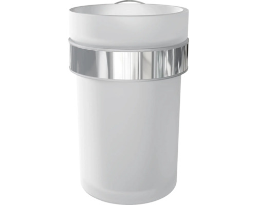 Biely kozmetický odpadkový kôš so strieborným krúžkom