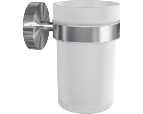 Držiak na zubnú kefku z nehrdzavejúcej ocele so skleneným pohárom do kúpeľne