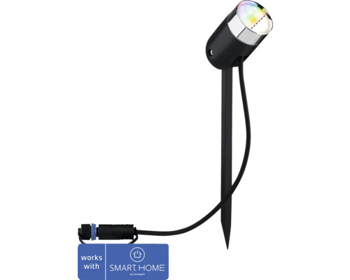 LED vonkajšie bodové svietidlo Paulmann 94283 Plug & Shine Pike IP65 RGBW 4,5W 170l 3000-6500K antracit/chróm - zapichovacie - kompatibilné so SMART HOME by hornbach Záhradný reflektor so zemným hrotom na osvetlenie záhrady