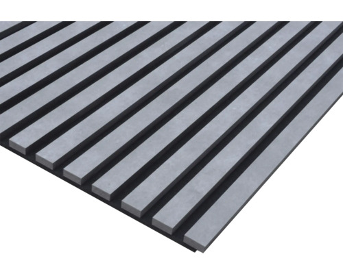 Akustický panel PET+MDF 19x572,5x1195 mm betón fóliovaný Akustický panel s lamelovou štruktúrou