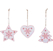 Sada ozdôb na vianočný stromček s hviezdou, srdcom a jedľou na zavesenie