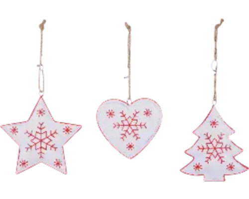 Dekorácia závesné kovové, rôzne druhy Sada ozdôb na vianočný stromček s hviezdou, srdcom a jedľou na zavesenie