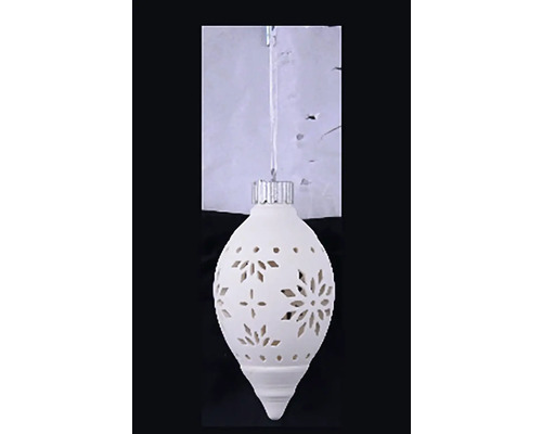 LED ozdoba šiška s hviezdou keramická Vianočná ozdoba so vzorom snehovej vločky