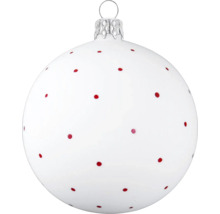 Vianočná guľa s červenými bodkami