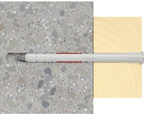 Upevňovací prvok v betónových a drevených povrchoch