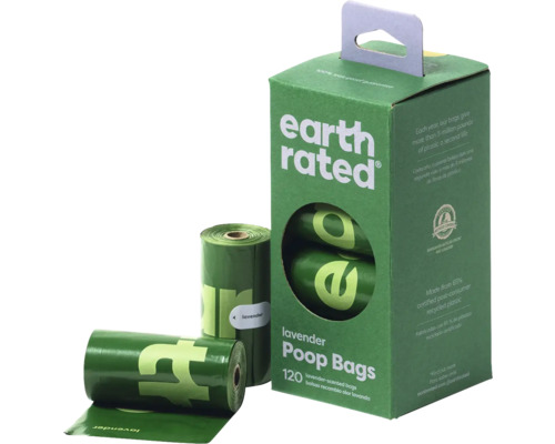 Earth Rated vrecká na psie exkrementy s vôňou levandule, 120 kusov, v kartónovej krabici